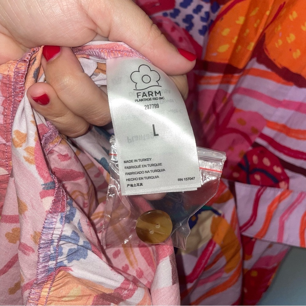 FARM RIO Botanical Print Belted Mid Dress Large - Picture 7 of 8